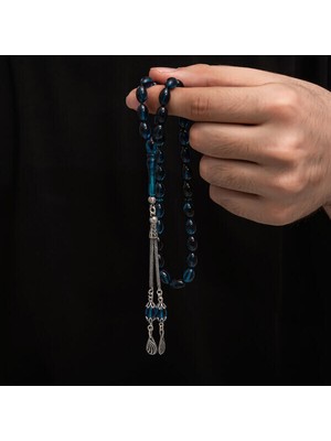 Sıkma Kehribar 925 Ayar Gümüş Tesbih