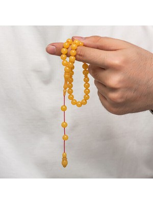 Sıkma Kehribar 925 Ayar Gümüş Tesbih