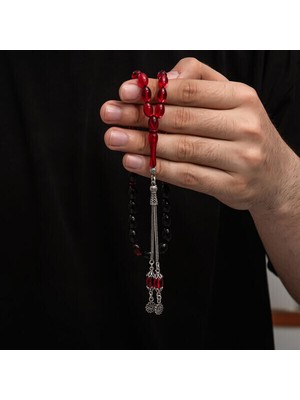 Sıkma Kehribar 925 Ayar Gümüş Tesbih