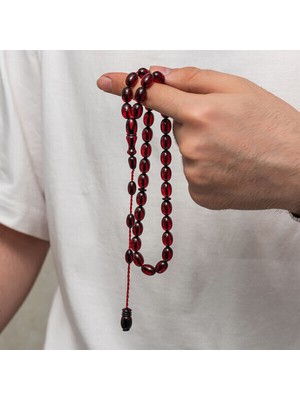 Sıkma Kehribar 925 Ayar Gümüş Tesbih