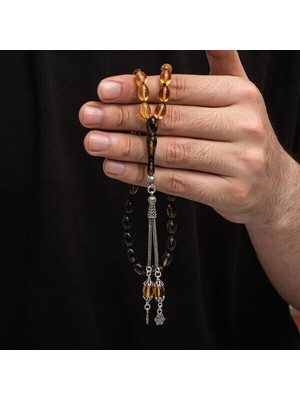 Sıkma Kehribar 925 Ayar Gümüş Tesbih