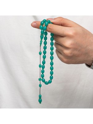 Sıkma Kehribar 925 Ayar Gümüş Tesbih