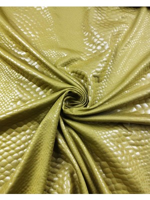 Yağ Yeşili Renkte Krokodil Örgü Desenli Jarse En: 150