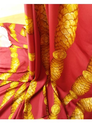 Bordo Üzeri Gold Desen Ince Saten (En 150 cm x Boy 185 Cm)