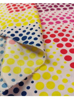 Pembe Üzeri Retro Nokta Desenli Saten (En  150 cm x Boy  175 Cm)