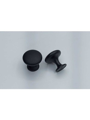 Yuvarlak Düğme Kulp Mobilya Mutfak Çekmece Dolap Dolabı Kapak Kulpu Kulbu Siyah Metal (1 Adet)