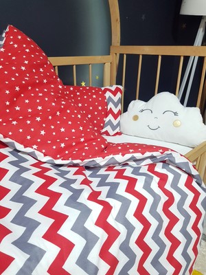 Baby Clime ; 6 Parça Bebek Uyku Seti - Bulut Yastıklı, Çarşaf, Yastık, 90X130 Yorgan