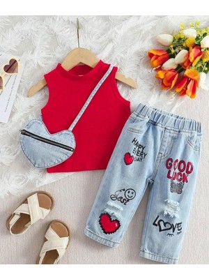 Ipekkids Pantolon Bluz Çanta Kombin