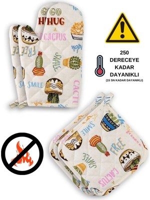 Sevilya Yanmaz Ve Isıya Dayanıklı Fırın Eldiveni Ve Tutacak (2 ELDİVEN, 2 TUTACAK)