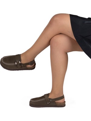 Kadın  Süet Deri 4,5cm Topuklu Rahat Kalıp Günlük Sandalet