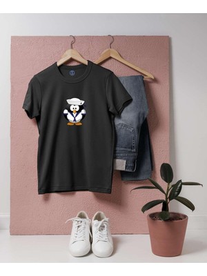 Bahriyeli Collection Oversize Denizci Penguen Tasarım T-Shirt