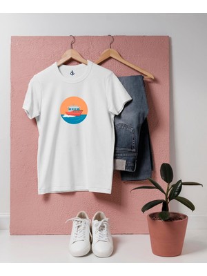 Bahriyeli Collection Oversize Cartoon Gemi Tasarım T-Shirt
