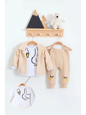 Babydonat Peluş Hırkalı 3 Lü Kız Bebek Takım