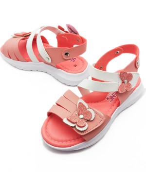 Şirin Genç Ortopedik Turuncu Renk Bantlı Kelebek  Detaylı Kız Çocuk Sandalet