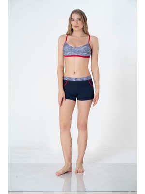 SUNSURF 2025 Kreasyonu Lacivert, Beyaz Şortlu Bikini Takımı