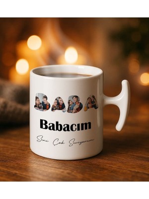 Bk Gift Kişiye Özel Fotoğraflı Babalar Günü Tasarımlı Hammer Kulplu Beyaz Kupa Bardak-3, Babalar Günü Hediyesi, Babalara Hediye