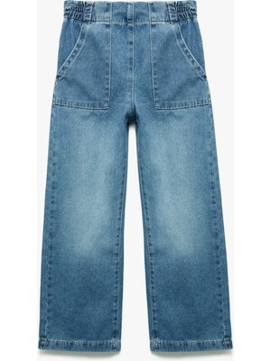 Koton Pamuklu Beli Lastikli Geniş Paça Jean Pantolon