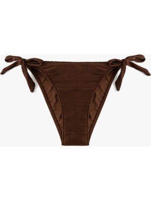 Koton Parıltılı Astarlı Yanları Bağlamalı Dokulu Bikini Altı