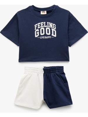 Koton Pamuklu Baskılı Tişört ve Şort 2'li Takım