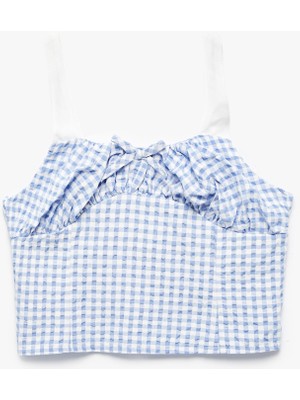 Koton Fiyonklu Pötikareli Crop Bluz