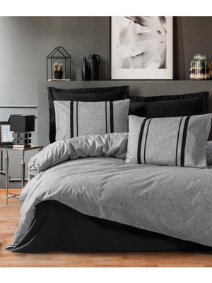 Cotton Box Plain Çift Kişilik Nevresim Takımı Bihter Siyah Gri