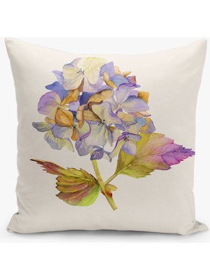 Çift Taraflı Dijital Baskı Kırlent Kılıfı Çiçek Desenli