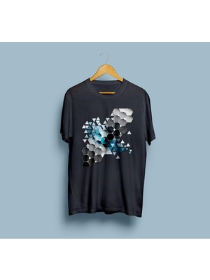 Bahriyeli Collection Oversize Geometrik Desenli Tshirt