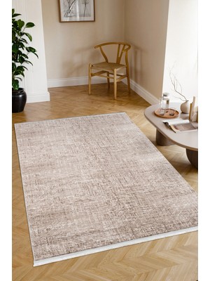 Kaymaz Taban Yıkanabilir Modern Salon Mutfak Oturma Odası Çocuk Odası Halısı 5002 Vizon