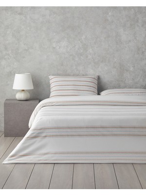 Rhythmic Line Kolay Ütülenir Tek Kişilik Nevresim Takımı 160X220 cm Turuncu-Yeşil
