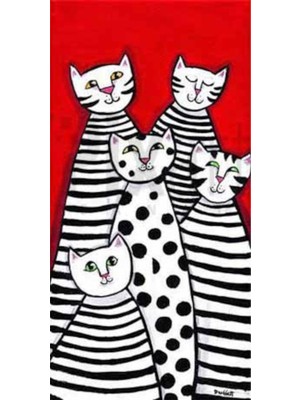 PixArt Cizgili Kediler 37 x 69 Elmas Mozaik Tablo