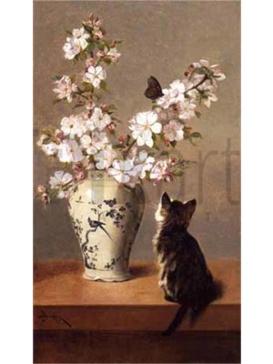 PixArt John Henry Dolph Kelebek Ve Kedi 37 x 69 Elmas Mozaik Tablo