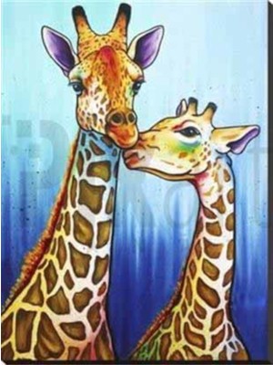 Pix Art Sanat Anne ve Yavrusuyla Mutlu Zürafalar Pixart Sanat Elmas Mozik Tablo Daimond Türkiye 43*58