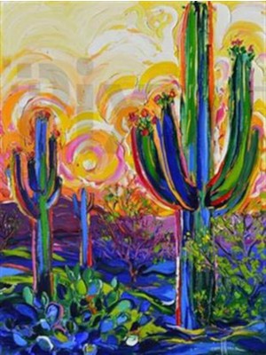 Pix Art Sanat Desen Kaktüs Pixart Sanat Elmas Mozaik Tablo Diamond Türkiye 43*58