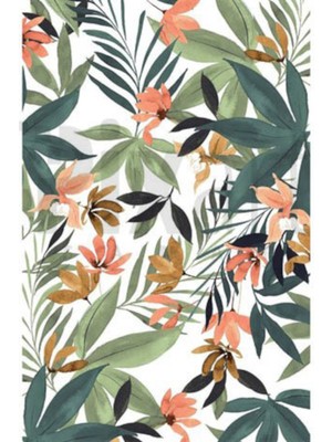 PixArt Pembe Yesil Yaprak Desen 40 x 60 Elmas Mozaik Tablo