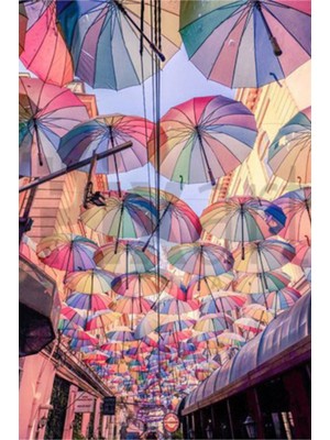 PixArt Semsiyeli Sokak 40 x 60 Elmas Mozaik Tablo