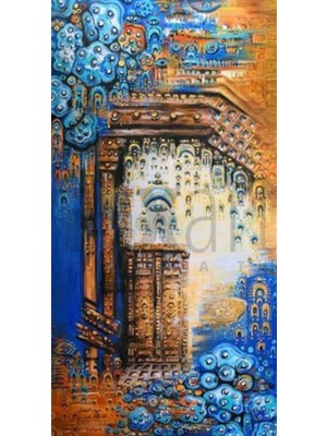 Pix Art Sanat Sarı ve Mavi Tonlarda Desen Pixart Sanat Elmas Mozaik Tablo Diamond Türkiye 38*71