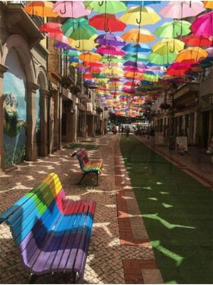 PixArt Semsiyeli Yol 40 x 50 Elmas Mozaik Tablo