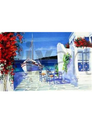 Pix Art Sanat Mykonos Kıyısındaki Kayık Pixart Sanat Elmas Mozaik Tablo Diamond Türkiye 75 x 50 cm