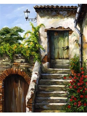 PixArt Eski Ev 40 x 50 Elmas Mozaik Tablo