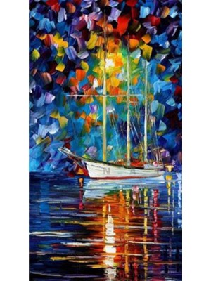 Leonid Afremov Renkli Gece Pixart Sanat Elmas Mozaik Tablo Diamond Türkiye 30*55