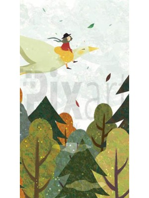 PixArt Ucan Kaz Ve Kadin 40 x 60 Elmas Mozaik Tablo