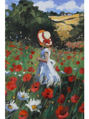 PixArt Kir Bahcesinde Kadint 40 x 60 Elmas Mozaik Tablo