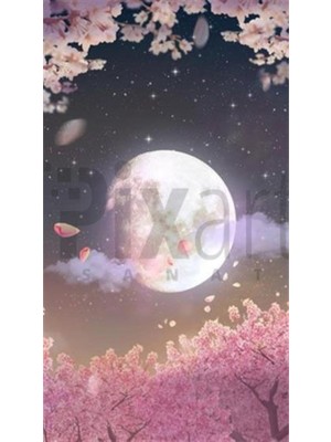 Pix Art Sanat Çiçekli Dolunay Pixart Sanat  Elmas Mozaik Tablo Diamond Türkiye  30 x 53 cm