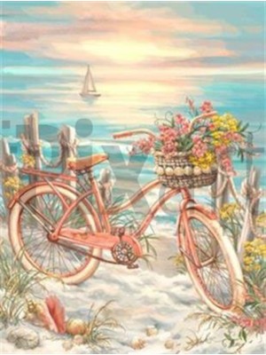 Pix Art Sanat Pembe Bisiklet  Pixart Sanat  Elmas Mozaik Tablo Diamond Türkiye   43 x 58 cm