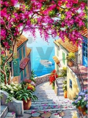 Pix Art Sanat Denize Çıkan Merdiven Pixart Sanat Elmas Mozaik Tablo Diamond Türkiye   40 x 60 cm