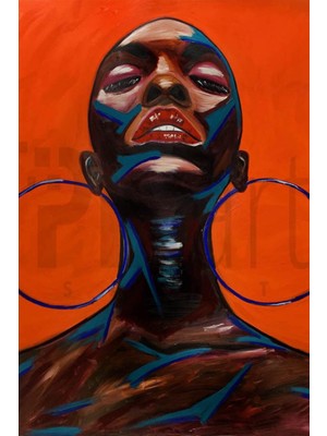 PixArt Afro Kadin Portre 40 x 50 Elmas Mozaik Tablo