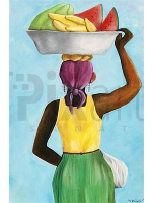 PixArt Meyve Tasiyan Kadin 40 x 60 Elmas Mozaik Tablo