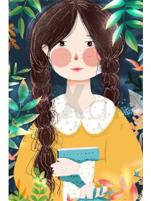 PixArt Kitabina Sarilan Kadin 40 x 60ELMAS Mozaik Tablo