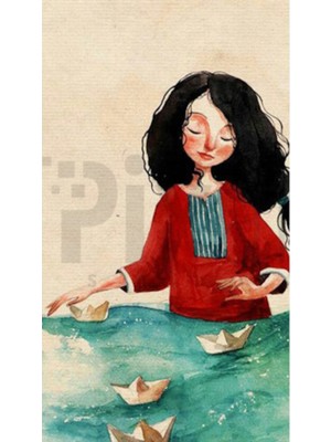 PixArt Kagittan Gemiler Yuruten Kadin 37 x 69 Elmas Mozaik Tablo