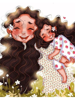 PixArt Kivircik Sacli Anne Ve Kizi 40 x 50 Elmas Mozaik Tablo